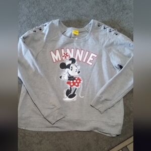 Disney Gray Minnie Mouse Sweatshirt with Red Details